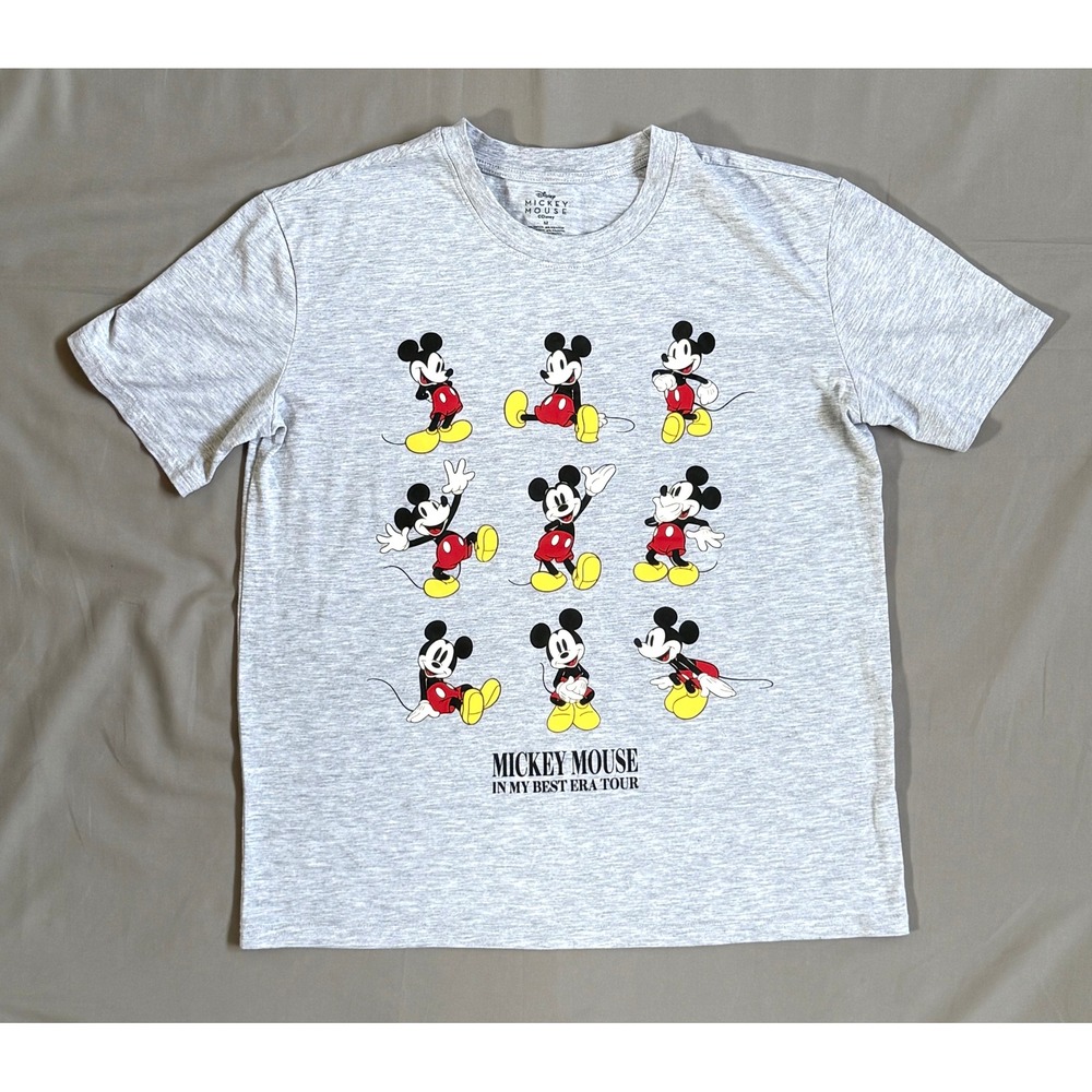 Disney Mickey Mouse In My Best Era Tour Graphic T-Shirt Gray Womens Medium